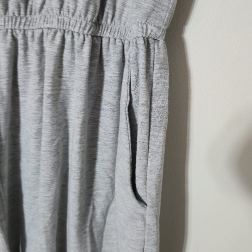 ZENANA 1X Loungewear Grey Romper Elastic Waist Keyhole Back Short Sleeve Dress - Picture 6 of 14